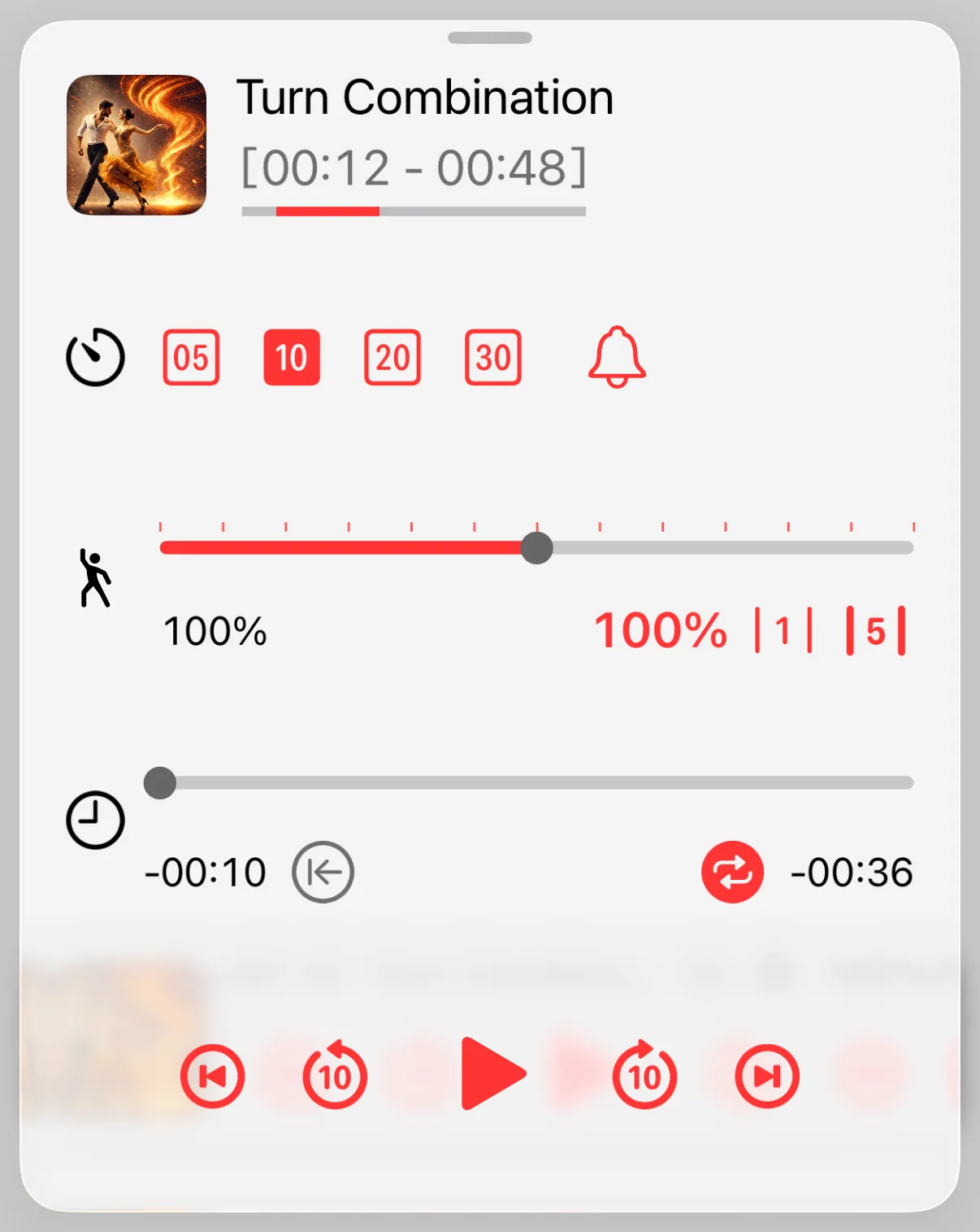Expanded Choreo Player controls for start delay, playback speed, Repeat, and playback